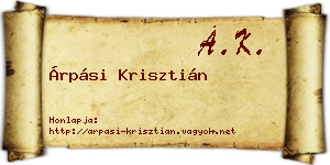 Árpási Krisztián névjegykártya